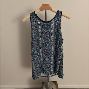 LOFT Blue and White Sleeveless Tank Top